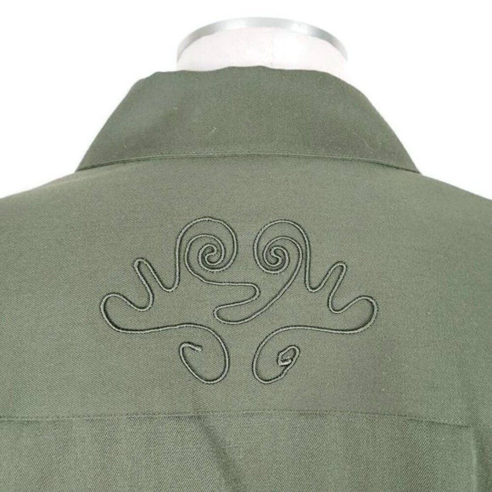 Suzelle Wool Jacket Size 12 Embroidered Full Front Zipper Buttons Pockets Green - Picture 6 of 13